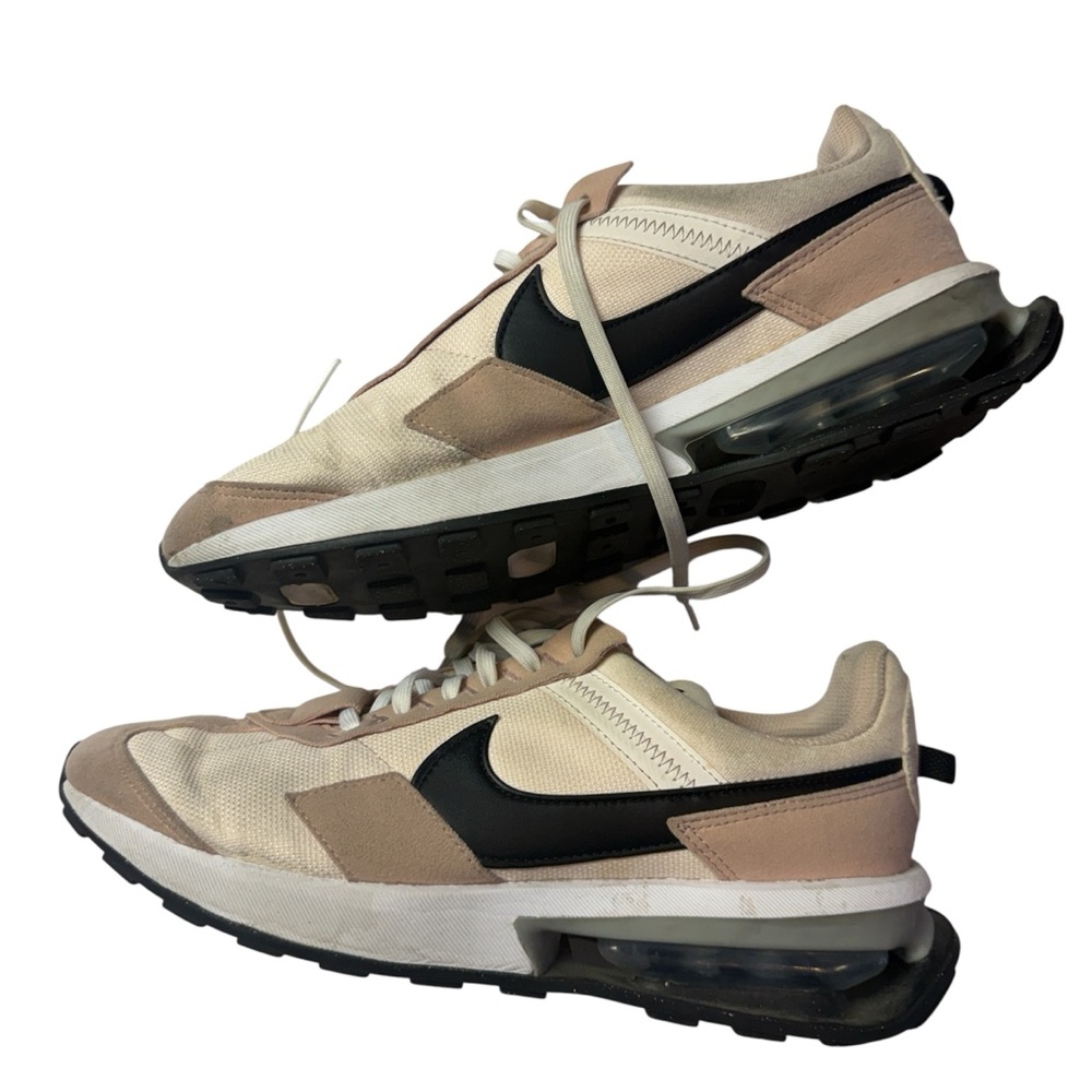 Nike Women's Cream Beige Athletic Sneakers with Black Swoosh